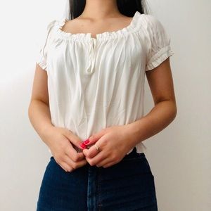 peasant white tie front top